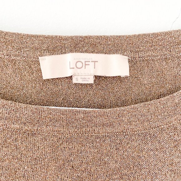 Ann Taylor neutral metallic short-sleeve sweater - Picture 2 of 4